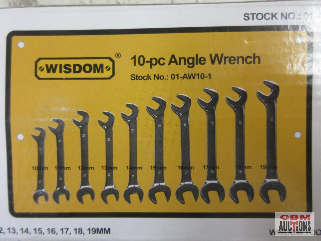 Wisdom 01-AW10-1 10pc Opened Ended Metric Angle Wrench Set 10mm-19mm w/ Storage Pouch