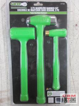 Grip 41722 3pc Deadblow Hammer Set... Includes: 12oz Brass Hammer... 1LB Ball Peen Hammer... 1/2LB