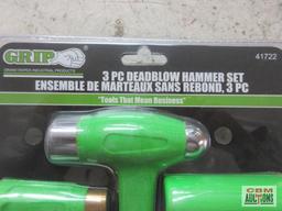 Grip 41722 3pc Deadblow Hammer Set... Includes: 12oz Brass Hammer... 1LB Ball Peen Hammer... 1/2LB