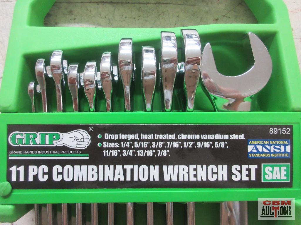 Grip 89152 11pc Dropped Forged, Heat Treated, Chrome Vanadium Steel Combination Wrench Set Sizes: