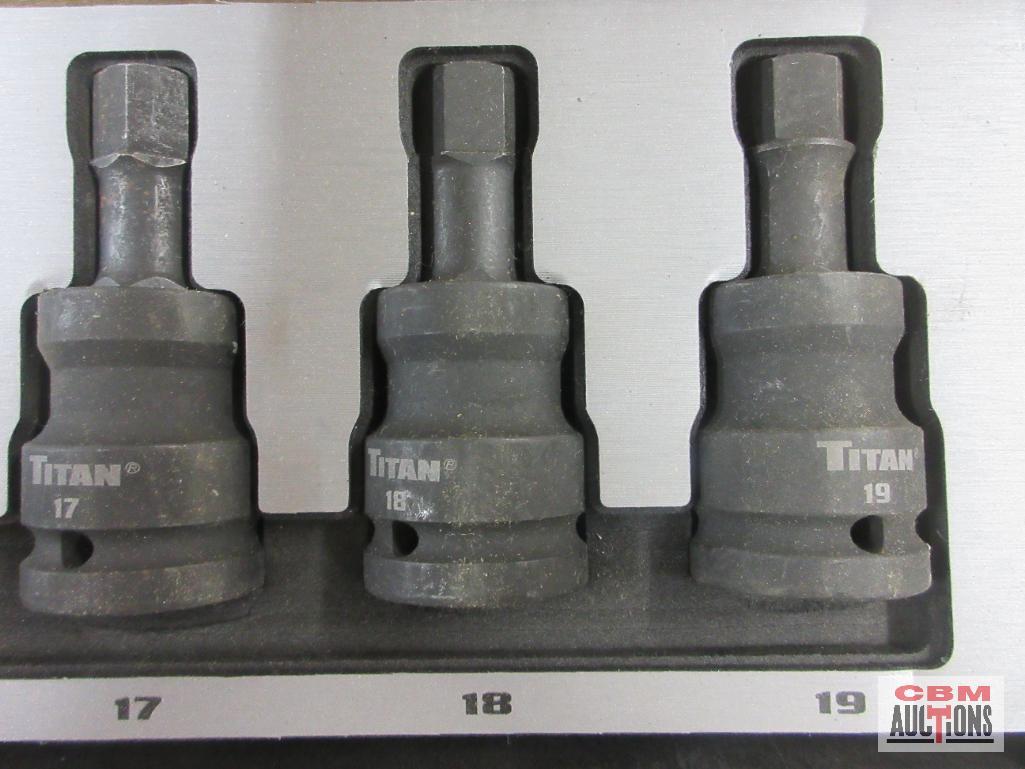 Titan 44505 5pc 3/4" Drive Metric Hex Impact Bit Socket Set Sizes: 15mm, 16mm, 17mm, 18mm, & 19mm