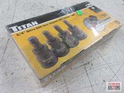 Titan 44101 4pc 3/4" Drive SAE Hex Impact Bit Socket Set Sizes: 3/4", 11/16", 5/8", 9/16"