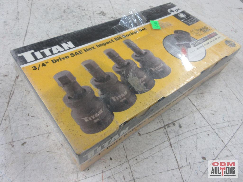 Titan 44101 4pc 3/4" Drive SAE Hex Impact Bit Socket Set Sizes: 3/4", 11/16", 5/8", 9/16"