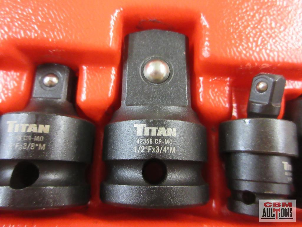Titan 81483 Impact Adapter Set... Set Includes: Universal Joints: 1/4", 3/8", & 1/2" Drive Wobble
