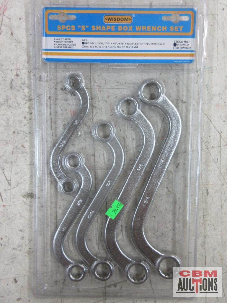 Wisdom 01-SW5-2... 5pc SAE "S" Shaped Box End Wrench Sizes: 3/8" x 13/32" 7/16" x 1/2" 9/16" x 9/32"