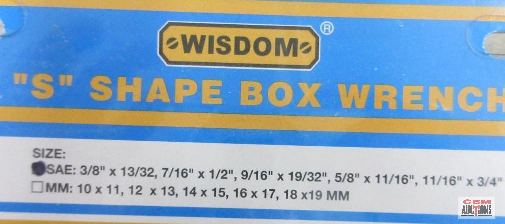 Wisdom 01-SW5-2... 5pc SAE "S" Shaped Box End Wrench Sizes: 3/8" x 13/32" 7/16" x 1/2" 9/16" x 9/32"