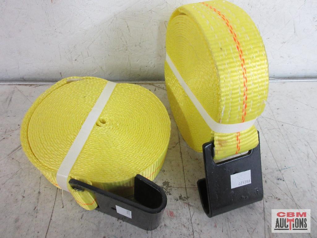 2" x 27' Yellow TIe Down w/ Flat Hooks - Set of 2