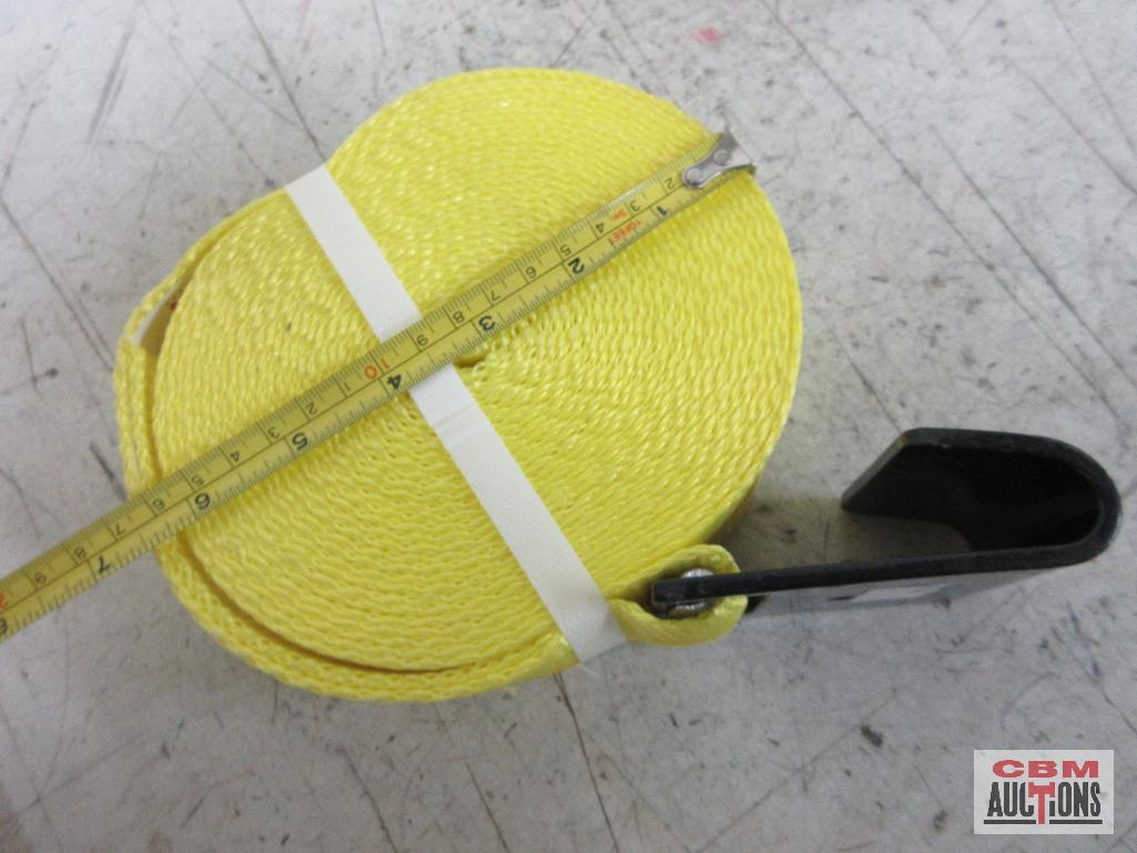 2" x 27' Yellow TIe Down w/ Flat Hooks - Set of 2