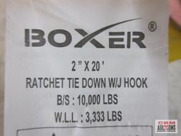 Boxer 2" x 20' Yellow Ratchet Tie...Down w/ J Hooks - Set of 2