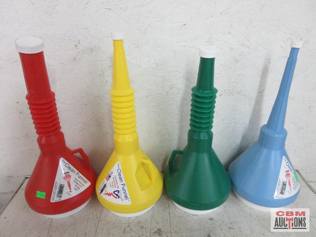 Clean Funnel 438 Red w/ 1-3/8" Spout Clean Funnel 428 Green w/ 1-1/8" Spout Clean Funnel 420 Yellow