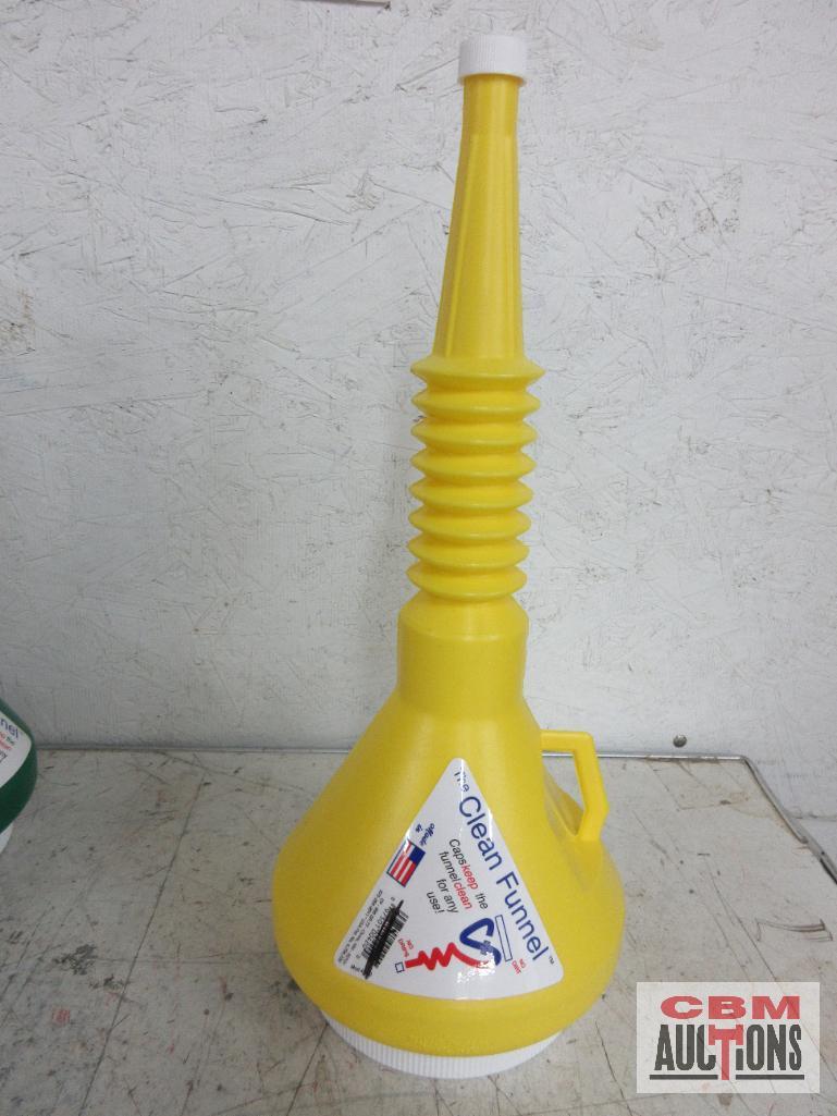 Clean Funnel 438 Red w/ 1-3/8" Spout Clean Funnel 428 Green w/ 1-1/8" Spout Clean Funnel 420 Yellow