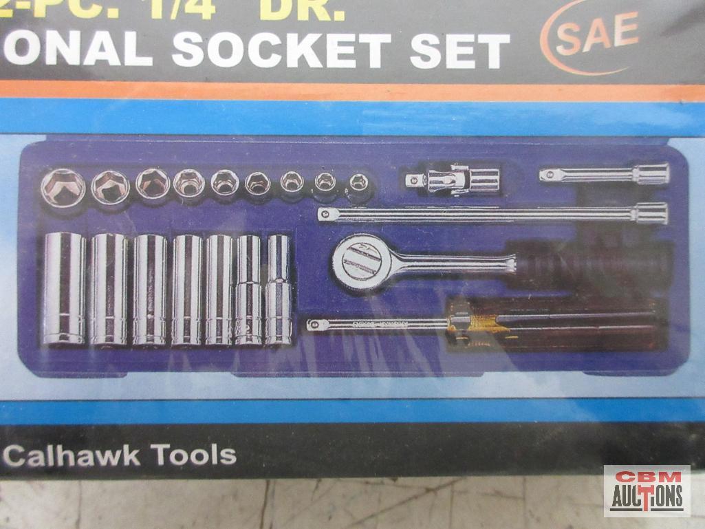 Cal-Hawk ASSCVB222 22pc SAE 1/4" Drive Professional Socket Set w/ Molded Storage Case