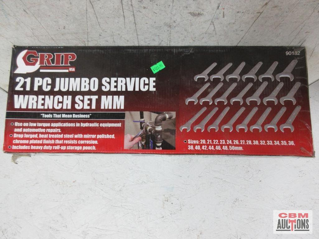 Grip 90182 21pc JUMBO Service Wrench Set- Metric w/ Storage Pouch Sizes: 20mm-50mm