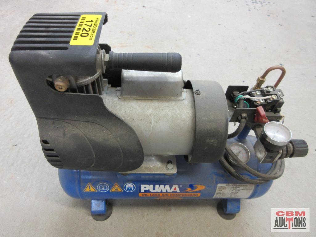 Puma LA-5706 Oil Less Air Compressor, 1.5HP (Peak) 1HP (Running) 1.5 Gallon Tank, 115V, 150 PSI -