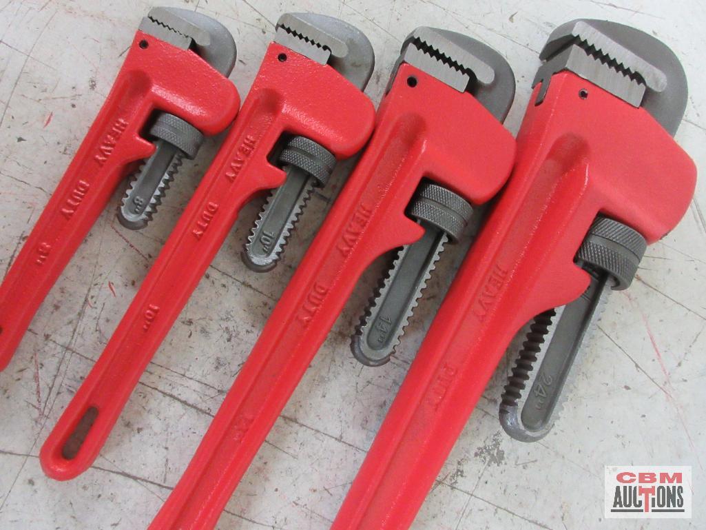 Titan 21304 4pc Steel pipe Wrench Set Pipe Wrench Sizes Include: 8", 10", 14" & 24"
