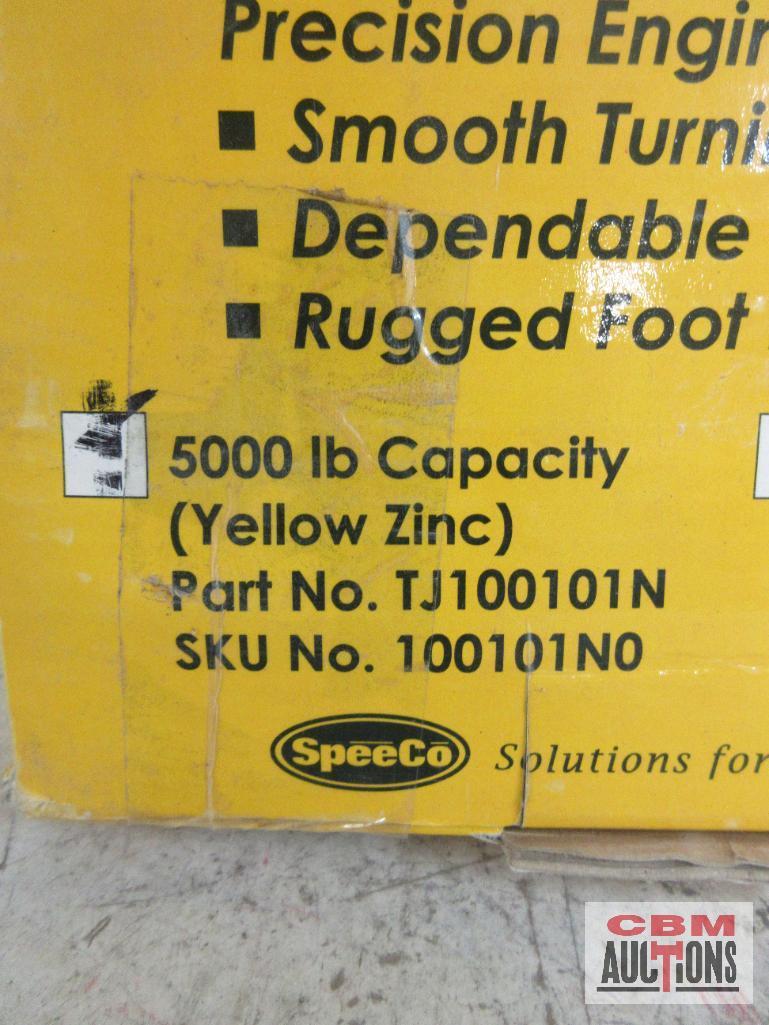 SpeeCo 100101N0 10" Flange Mount Topwind Utility Jack 5000 lb Capacity, Yellow Zinc Finish