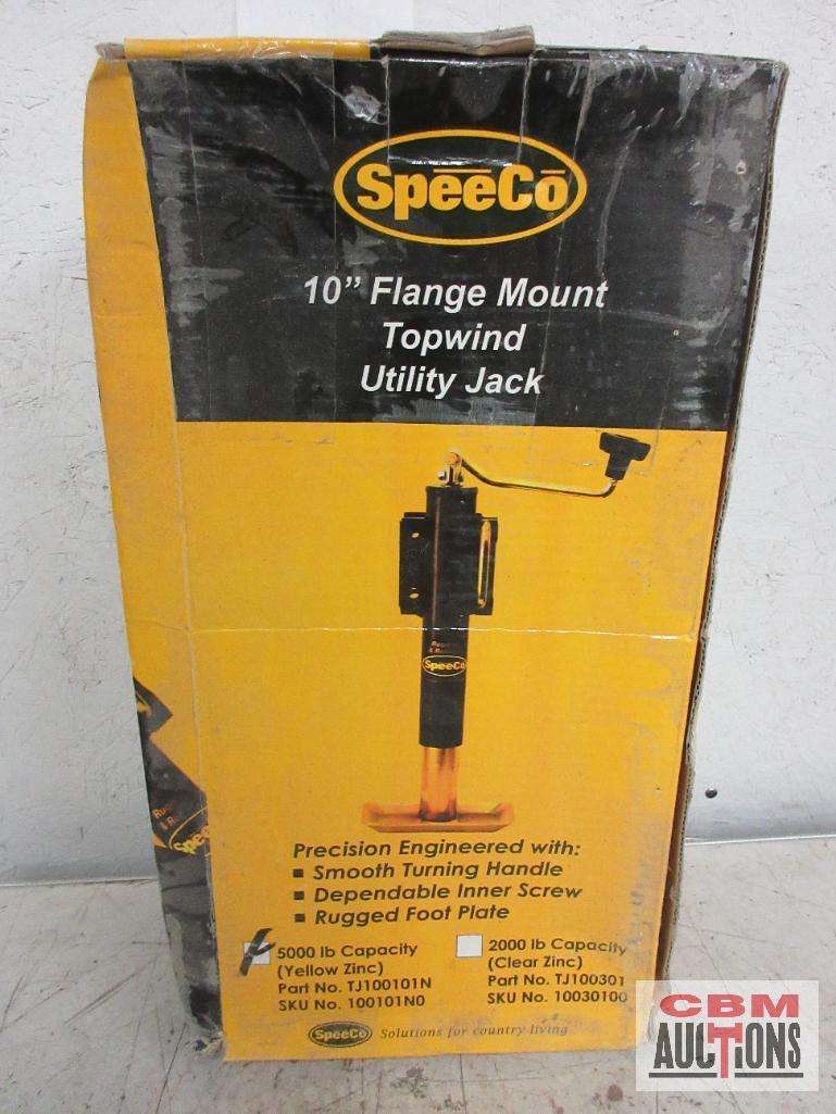 SpeeCo 100101N0 10" Flange Mount Topwind Utility Jack 5000 lb Capacity, Yellow Zinc Finish