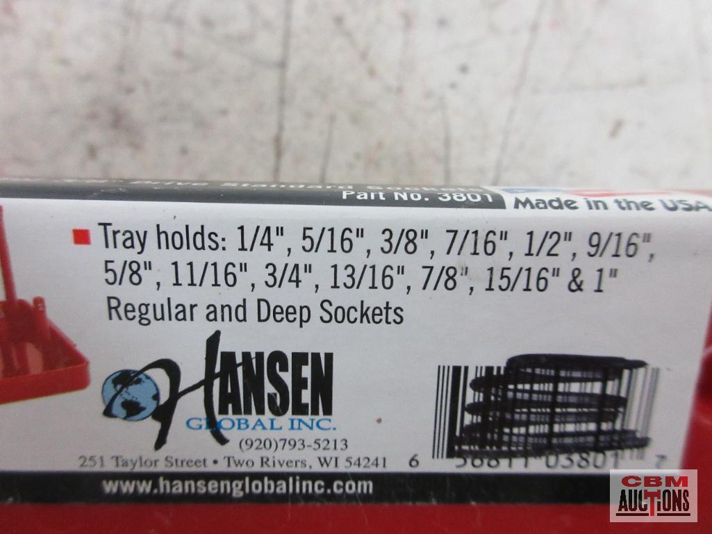 Hansen 1202 1/2" Drive Metric Socket Tray - Gray 10mm-25mm & 27mm Shallow & Deep Hansen 1201 1/2"