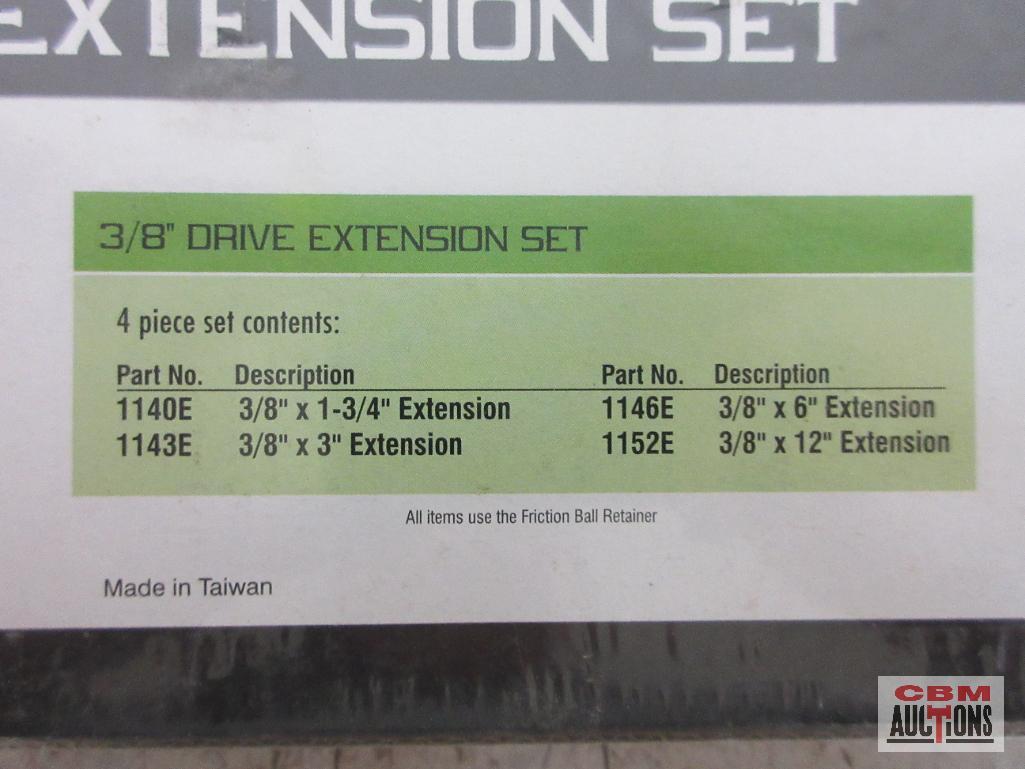 Grey Pneumatic 1104E 4pc 3/8" Dr. Extension Set w/ Molded Storage Case... 3/8" x 1-3/4" Extension 3/