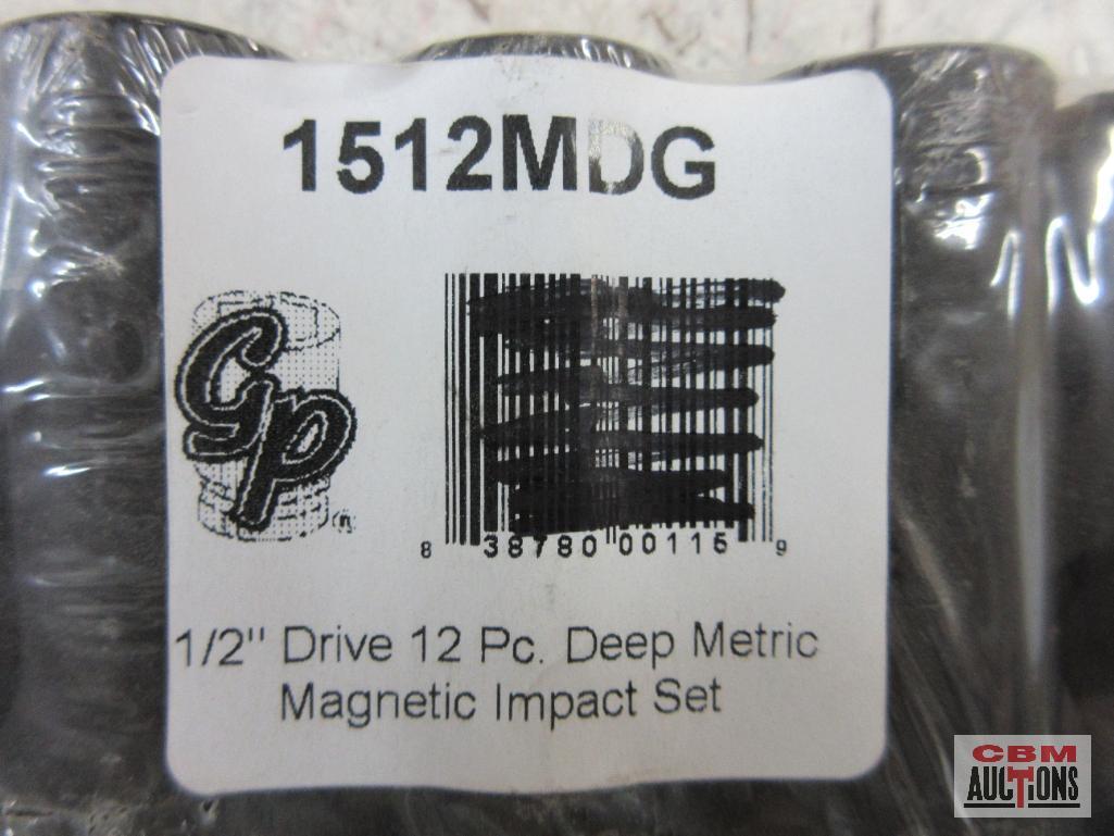 Grey Pneumatic 1512MDG 12pc Deep Metric Magnetic Impact Socket Set (10mm - 21mm) w/ Storage Rail