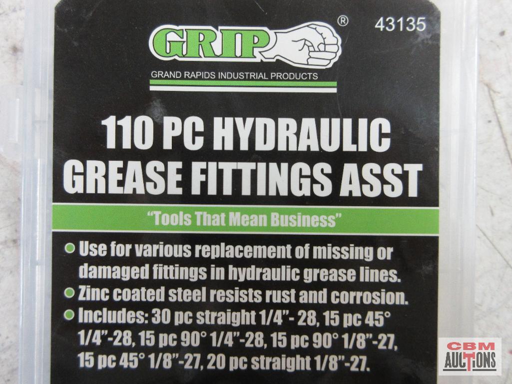 Grip 43135 110pc Hydraulic Grease Fitting Assortment...