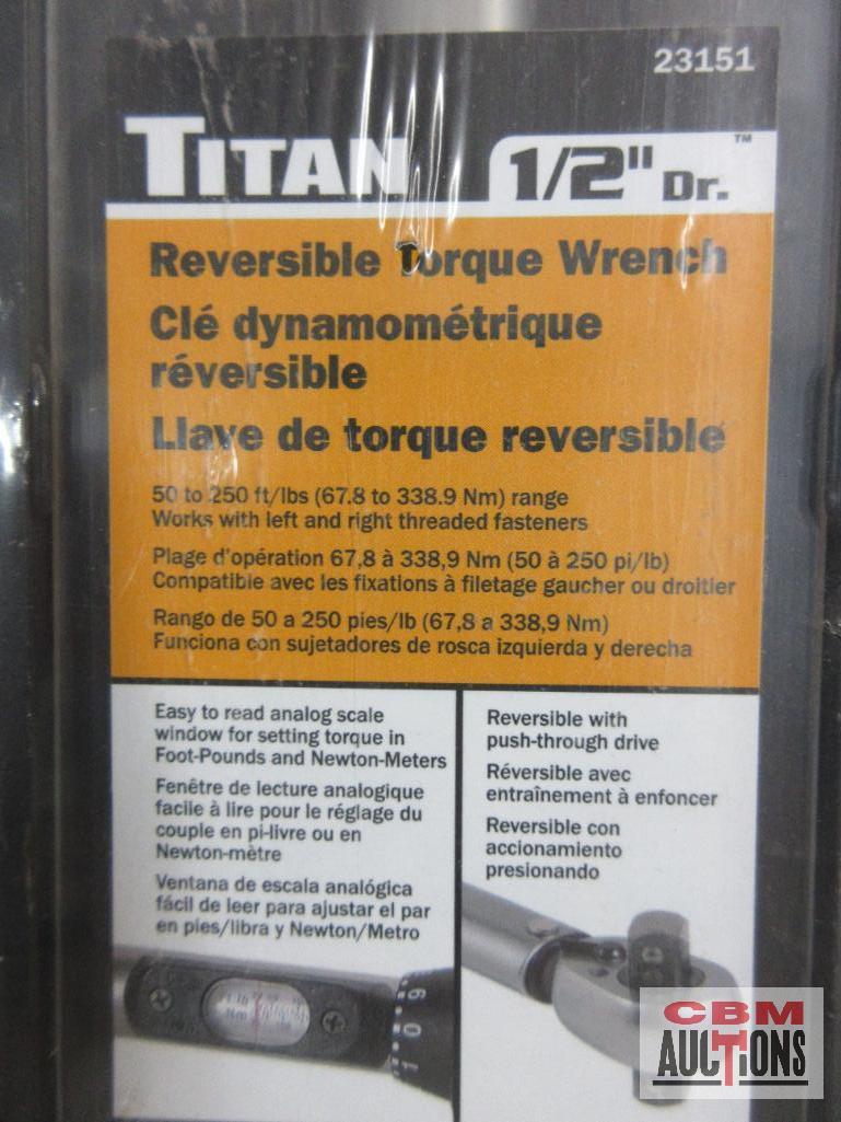 Titan 23151 1/2" Dr. Reversible Torque Wrench 50 to 250ft range