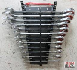Wisdom Ratcheting SAE Combination Wrench Set (5/16" -1") w/ Metal Storage Rack...