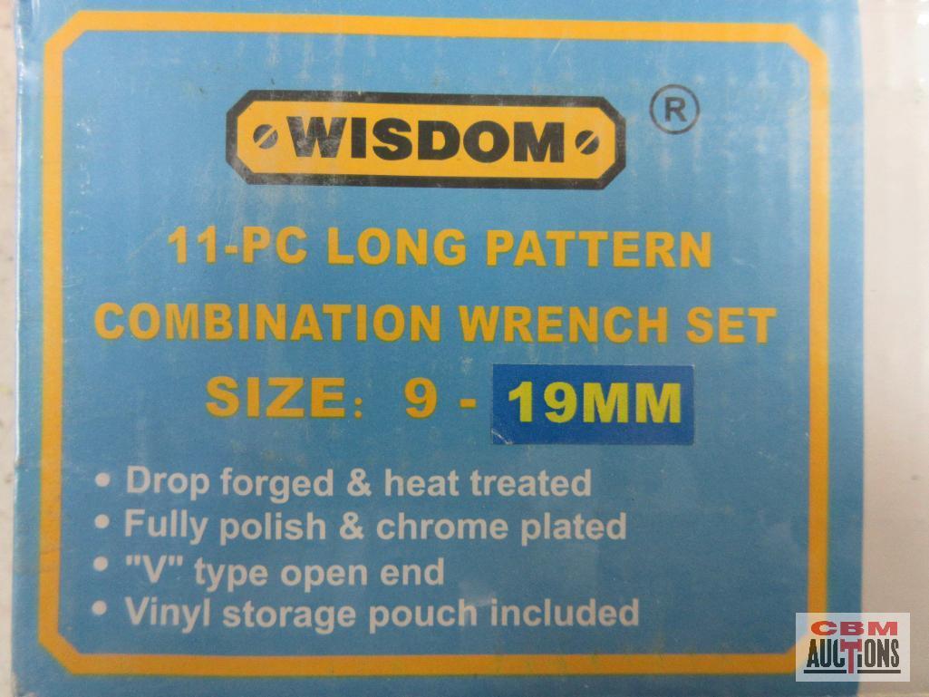 Wisdom 01-W11MWV-1 _ 11pc Metric Long Pattern Combination Wrench Set (9mm - 19mm) w/ Storage Pouch