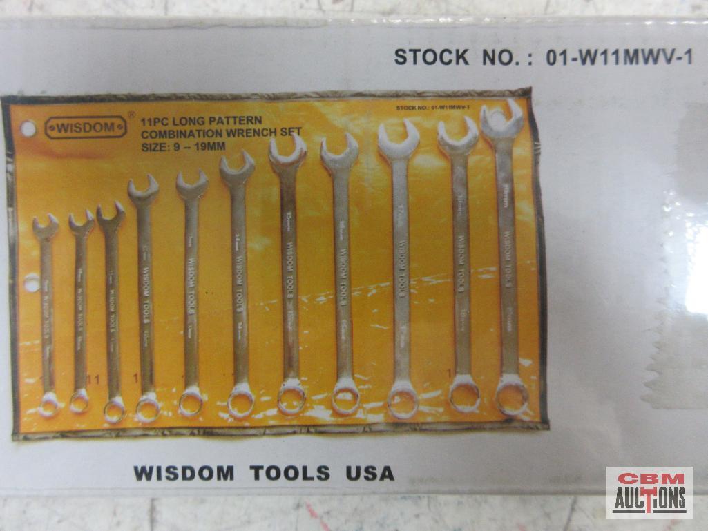 Wisdom 01-W11MWV-1 _ 11pc Metric Long Pattern Combination Wrench Set (9mm - 19mm) w/ Storage Pouch