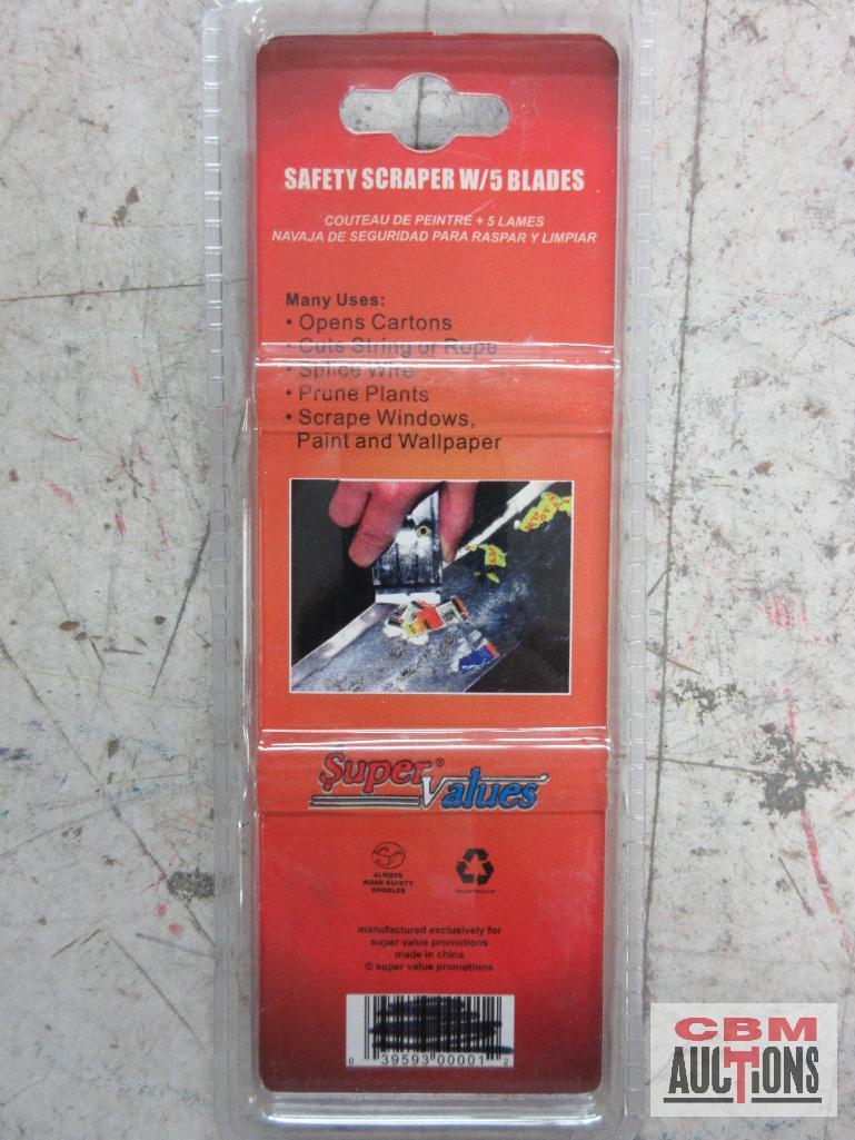 Super Values Safety Scraper w/ 5 Blades - Set of 2 10pc Single Edge Razor Blades Retractable Utility
