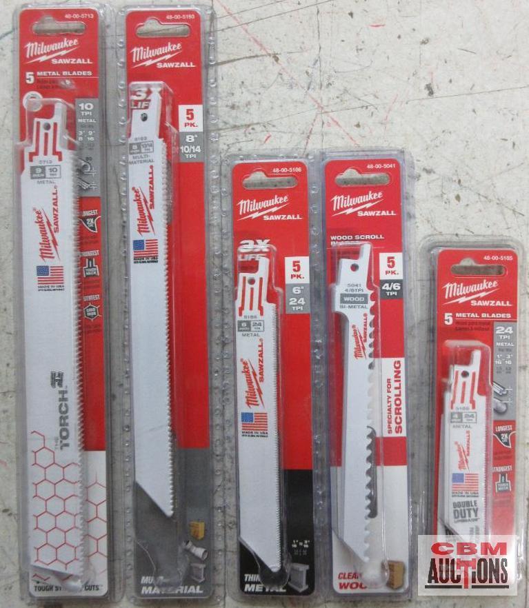 Milwaukee 48-00-5185 Sawzall Blades,...4", 24TPI, Metal Milwaukee 48-00-5041 Sawzall Blades, 4", 4/6