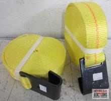 2" x 27' Yellow TIe Down w/ Flat Hooks - Set of 2