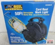 ProReel Industrial 8050M-W 50' Retractable Heavy Duty Cord Reel Work Light, Circuit Breaker