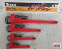 Titan 21304 4pc Steel pipe Wrench Set Pipe Wrench Sizes Include: 8", 10", 14" & 24"