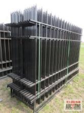 AGT 10FWIF24 (24) 6' x 10' Wrought Iron Site Fence Panels With (25) Posts Powder Coated With