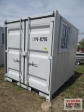 8' Sea Cargo Shipping Container, Office, Walk-in Side Door, Window, Double Swing Rear Doors *South