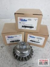 Weiler 13151 3-1/2" Single Row Wire Cup Brush .023 Wire, M10 x 1.50 (SRA-3) - Set of 3