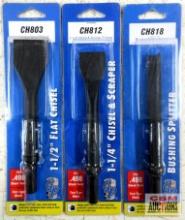 Grey Pneumatic CH803 1-1/2" Flat Chisel .498 Shank CH812 1-1/4" Chisel & Scraper .498 Shank CH818