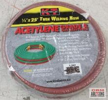 KT Industries 3-7460 1/4" x 25' Twin Welding Hose Acetylene Grade R Oxy-Acetylene