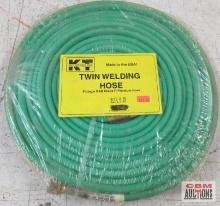 KT Industries 3-7412 3/16" x 25' Twin Welding Hose Fitting's B & B Grade R Premium Hose...