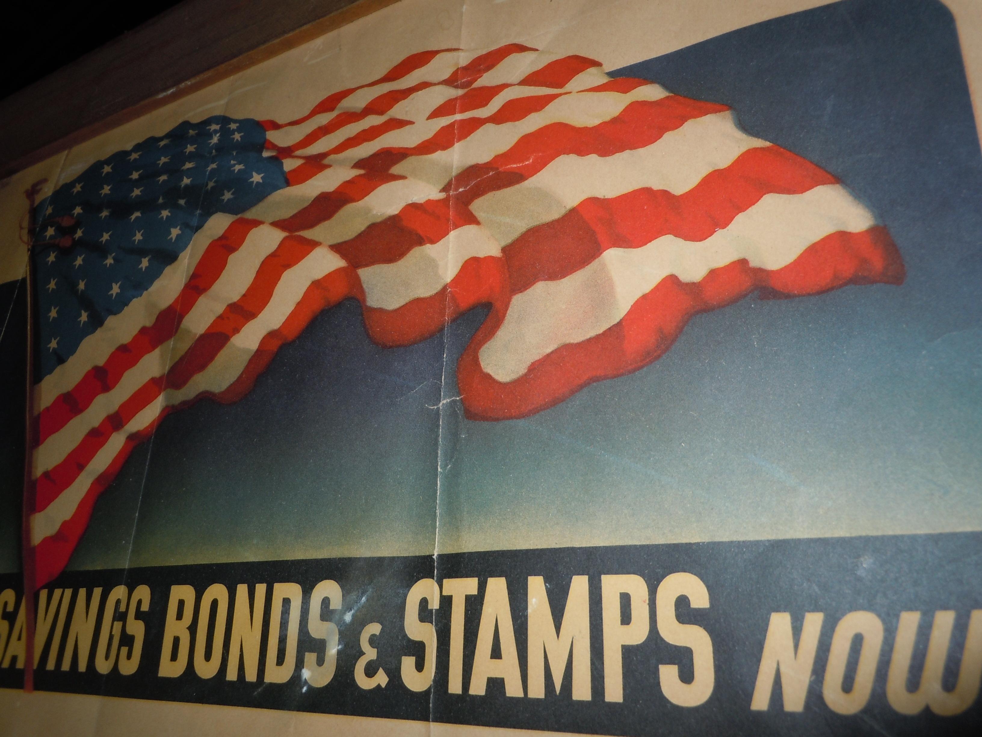 WWII FDR PROPAGANDA POSTER BUY US WAR BONDS USA FLAG