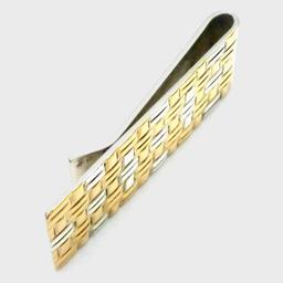 TIFFANY 18K GOLD AND 925 SILVER BASKET WEAVE MONEY CLIP