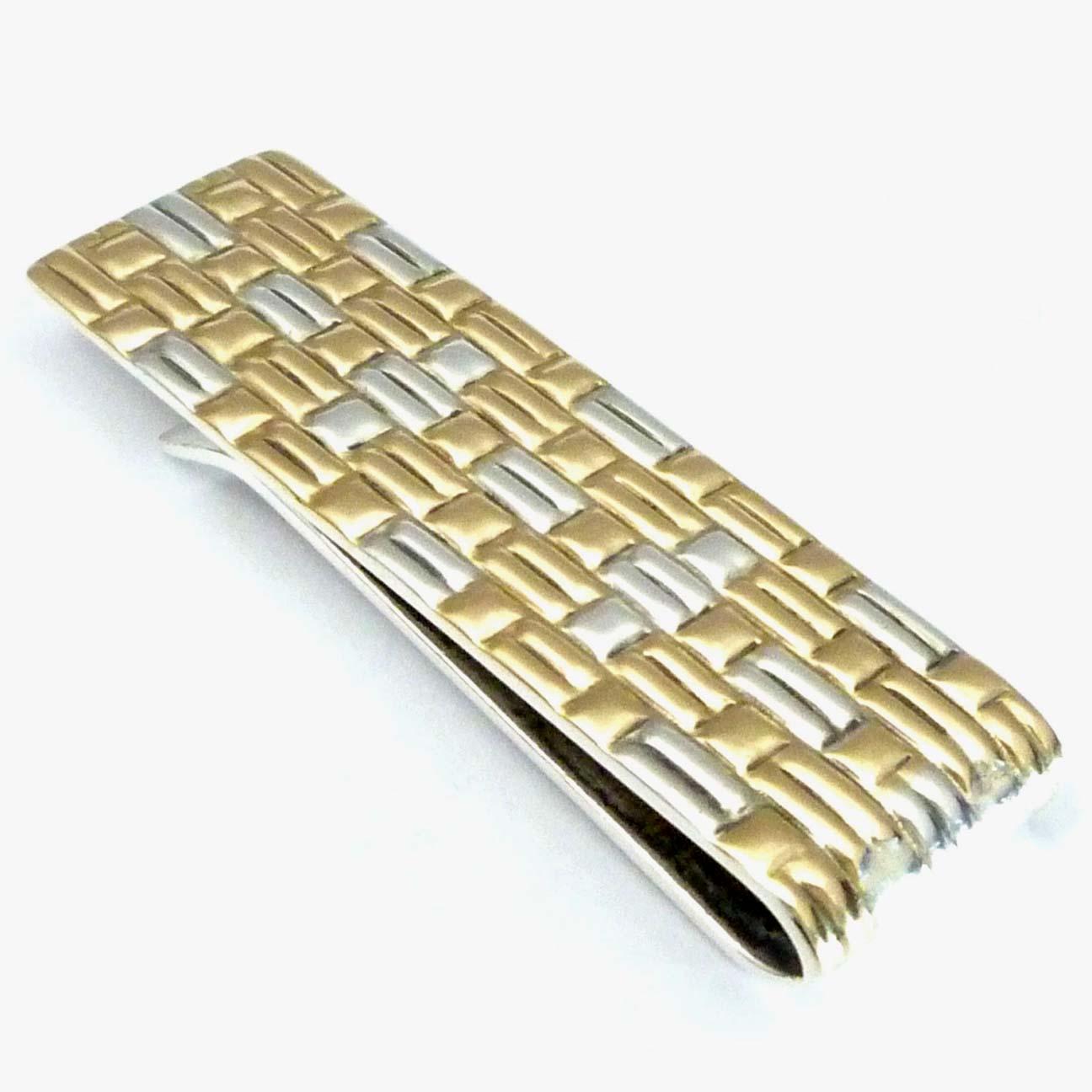 TIFFANY 18K GOLD AND 925 SILVER BASKET WEAVE MONEY CLIP