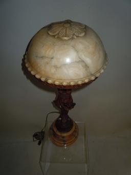 ART DECO CABARET DANCER ALABASTER BOUDOIR LAMP c. 1930