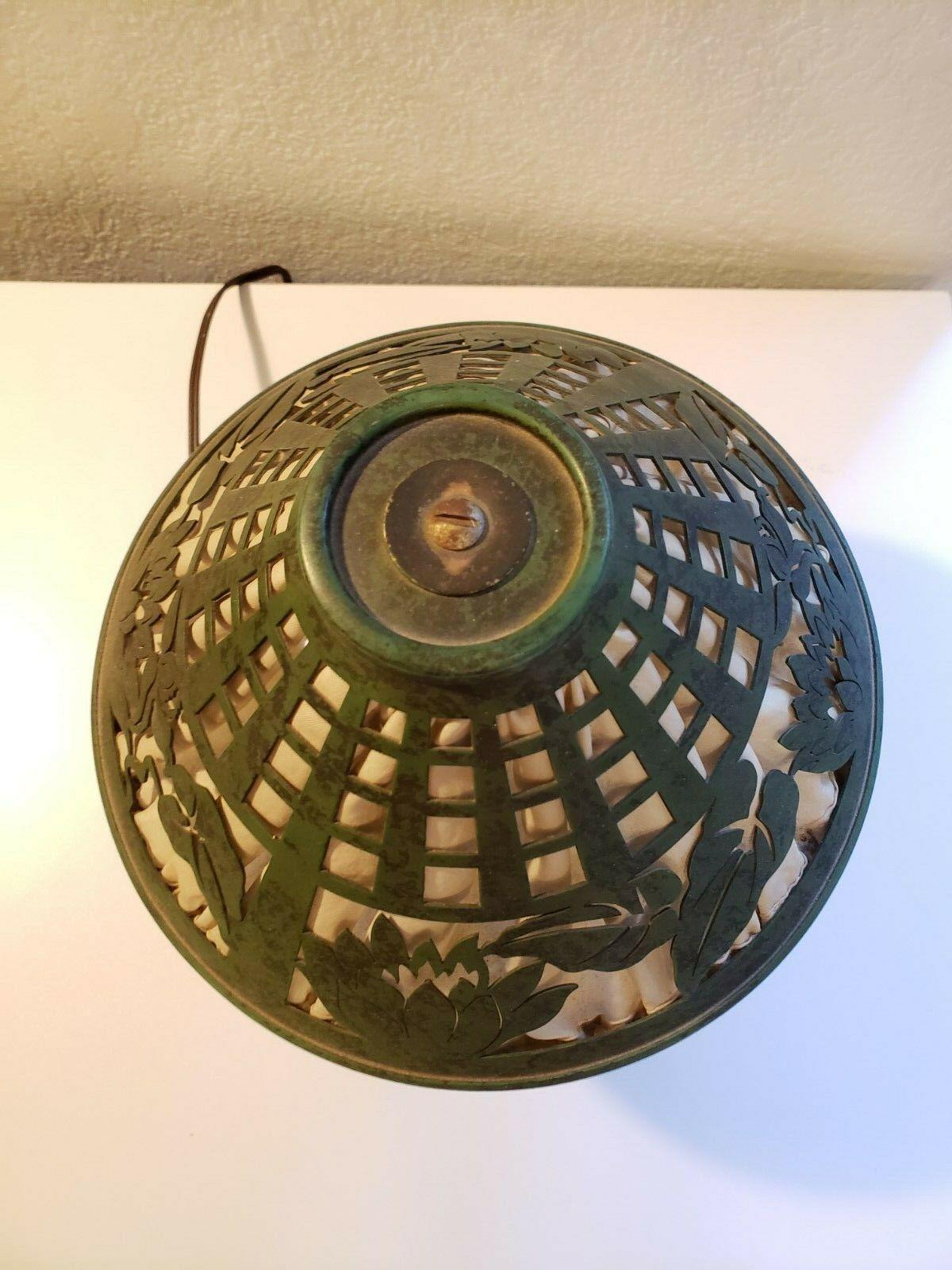 HEINTZ STERLING on BRONZE BOUDOIR LAMP IN WATER LILY PATTERN