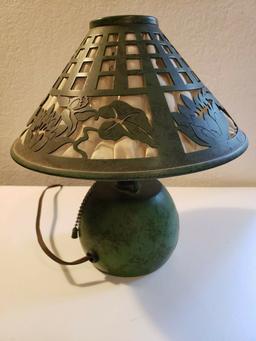 HEINTZ STERLING on BRONZE BOUDOIR LAMP IN WATER LILY PATTERN