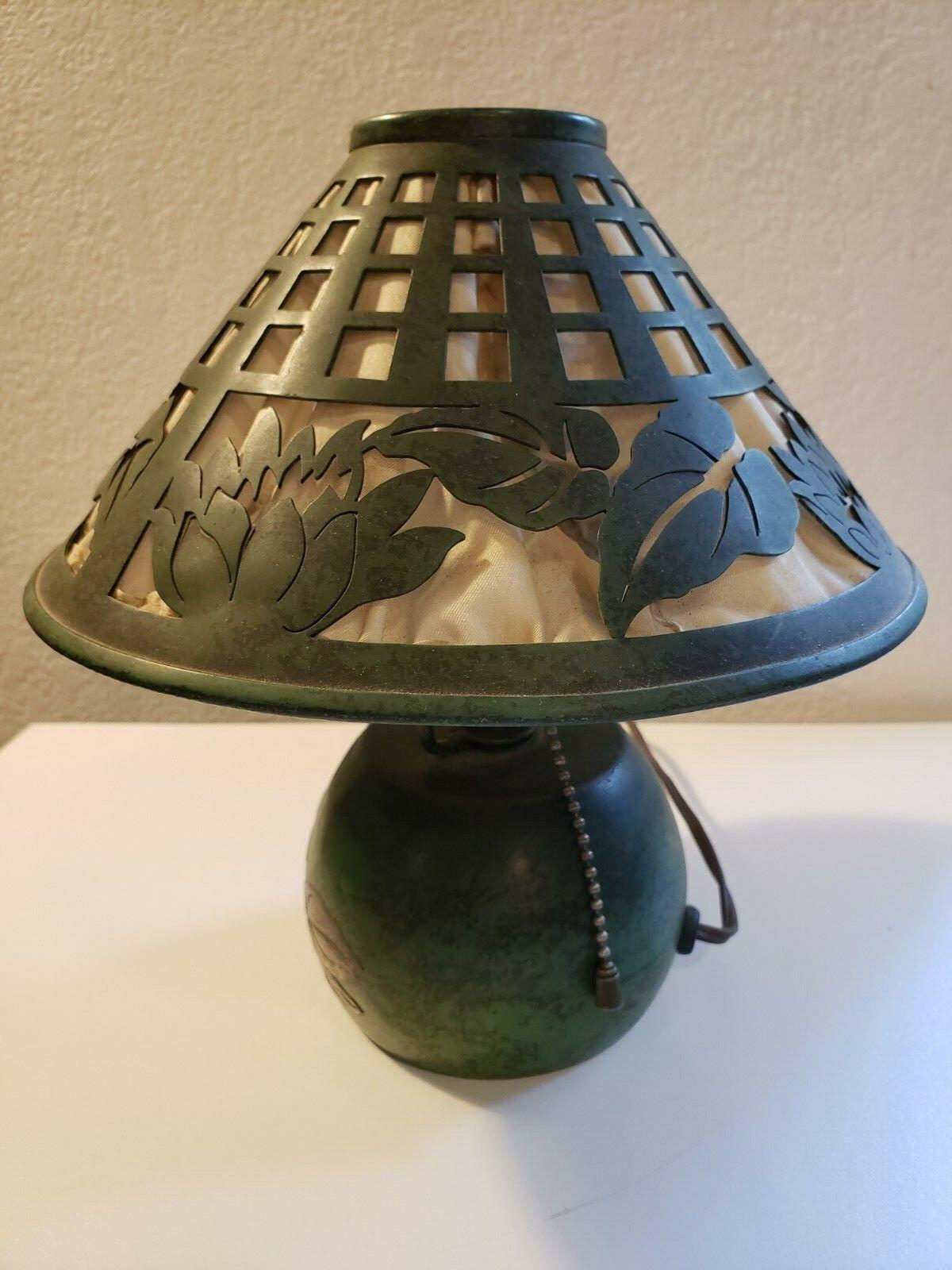 HEINTZ STERLING on BRONZE BOUDOIR LAMP IN WATER LILY PATTERN