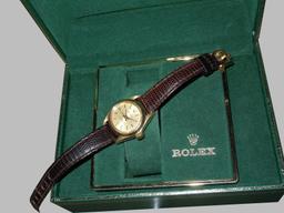 14KT GOLD ROLEX 6917 CHAMPAGNE STICK TIFFANY DIAL WATCH