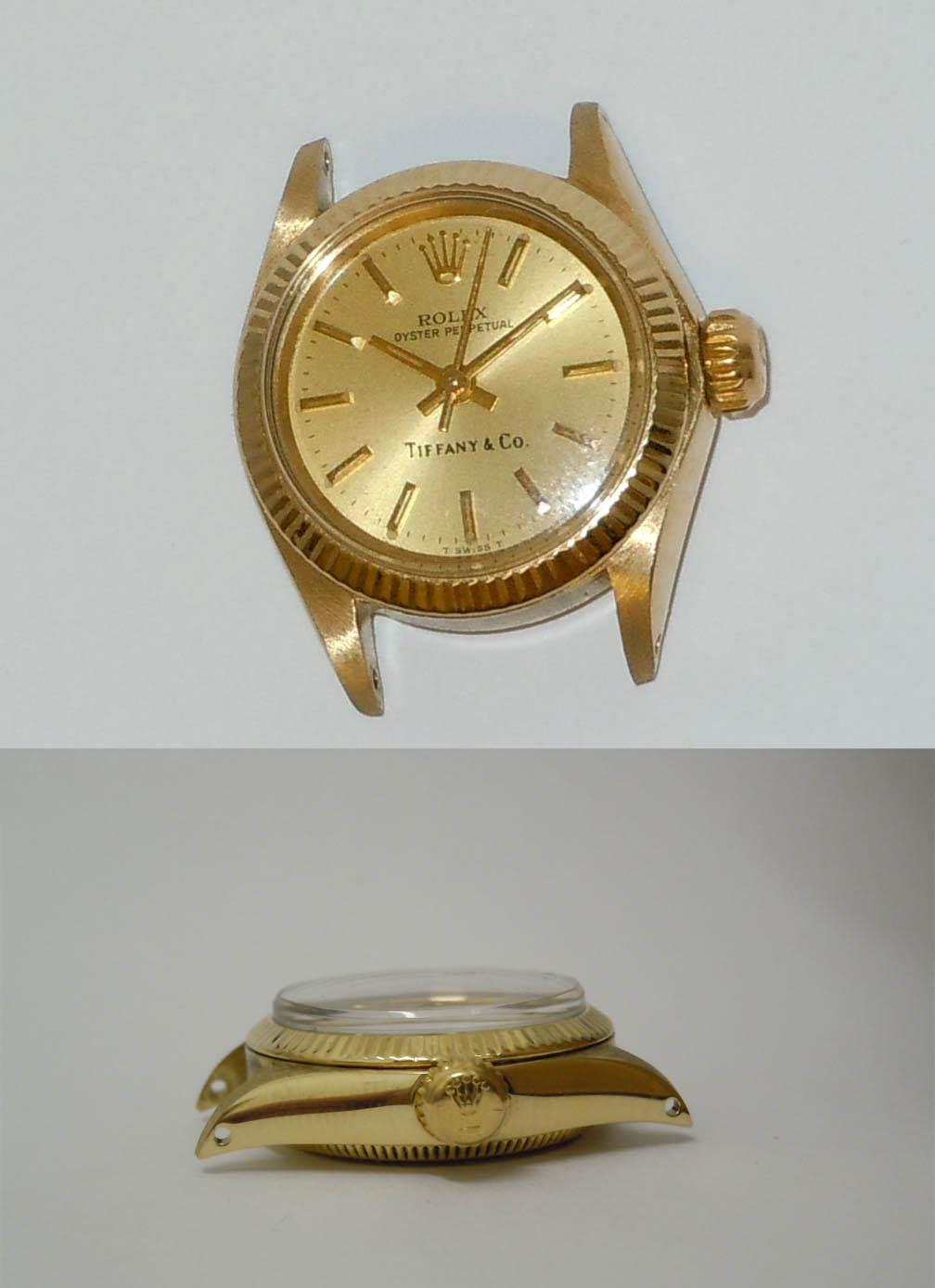 14KT GOLD ROLEX 6917 CHAMPAGNE STICK TIFFANY DIAL WATCH