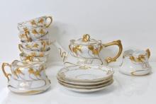 Roccoco Gold Gilt Dresden Porcelain Tea Service